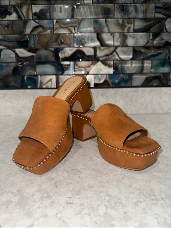 Gianni Bini Shoes - Gianni Bini Cognac Suede Platform Studded Mules